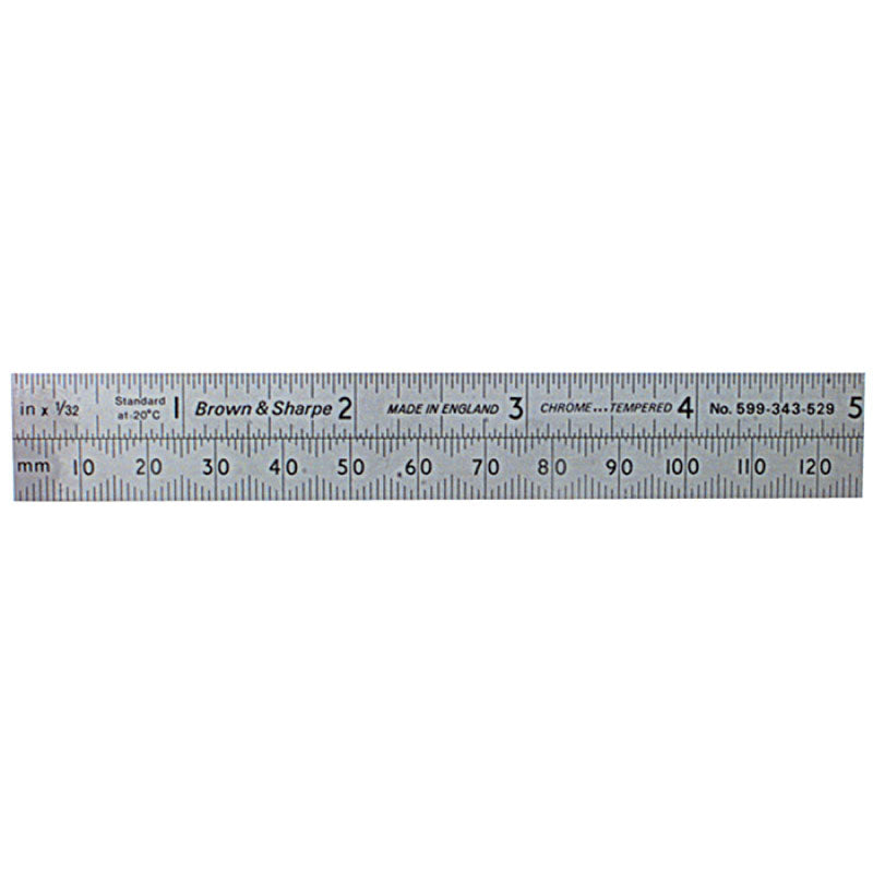 Brown & Sharpe MV4545568 Tempered Steel Conversion & Hook Rule - Model 599-311-1204-1-12" Length-4R Graduation-1" Width