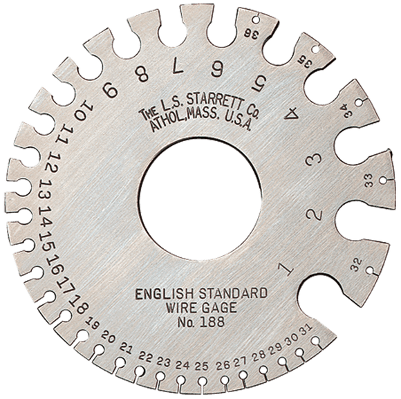 Starrett MV7050678 Model 188 - English Standard: 1 to 36 Gage - Wire Gage