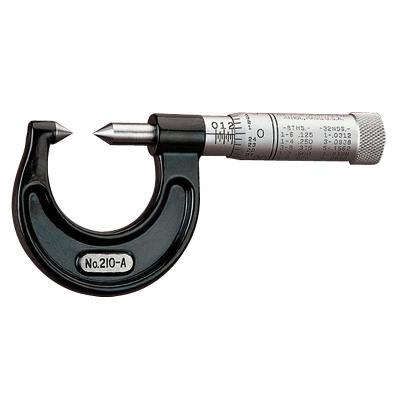 Starrett MV7050731 Model 210AP-0-7/8" Measuring Range-0.001" Graduation - Plain Thimble - High Speed Steel Face - Screw Thread Comparator Micrometer