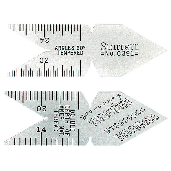 Starrett MV7051478 Center Gage - Model C398M - Metric Standard 60°–0.5 mm and 1.0 mm Graduation