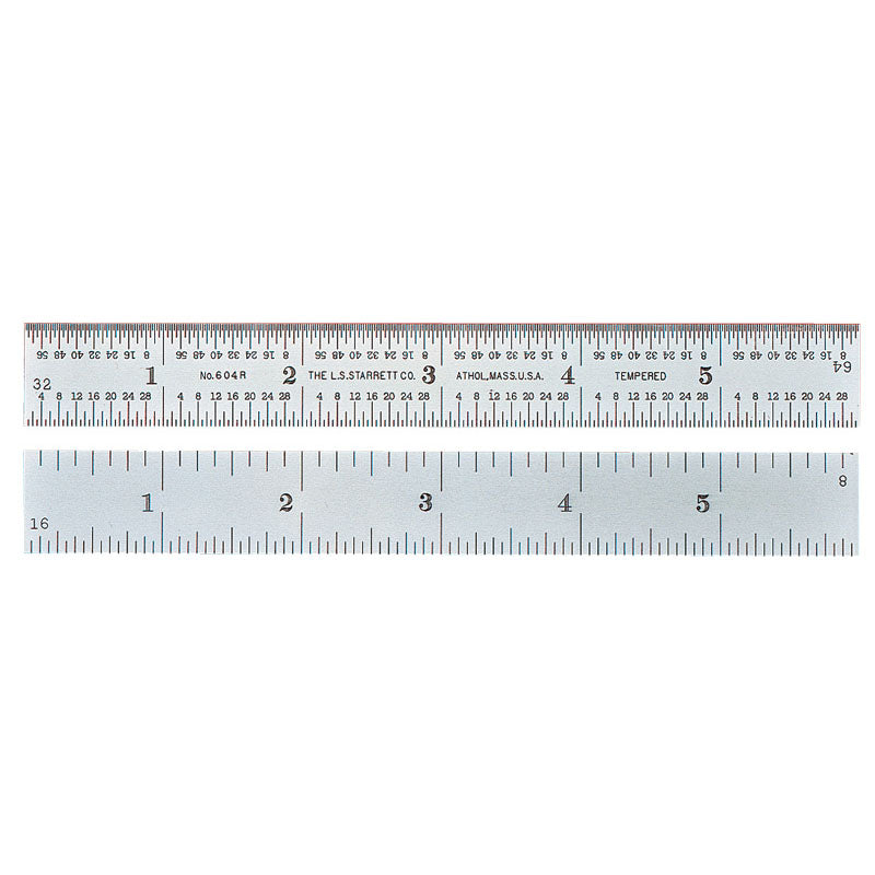 Starrett MV7051510 Heavy Spring Tempered Chrome Scale - Model C416R-36-36" Length-16R Graduation-1 1/2" Width