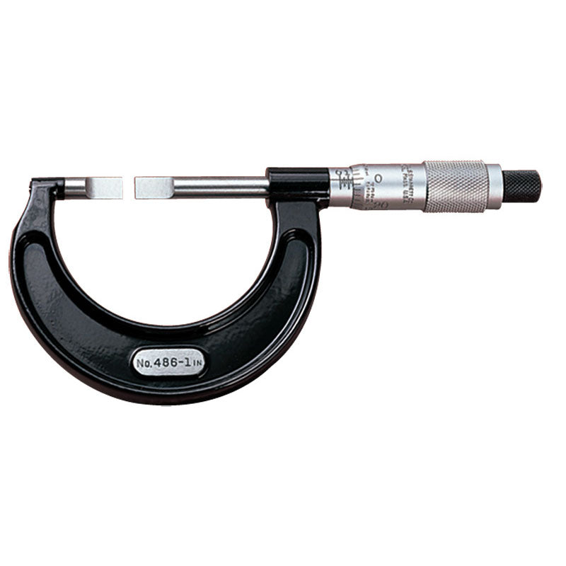 Starrett MV7052499 0-1" Measuring Range-0.001" Graduation - Ratchet Thimble - High Speed Steel Face - Blade Micrometer - Model 486P-1