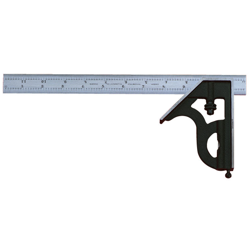 Starrett MV7056371 3 Pieces Combination Square Set - Model C11HC–18–4R–18"–4R Graduation - Chrome Blade