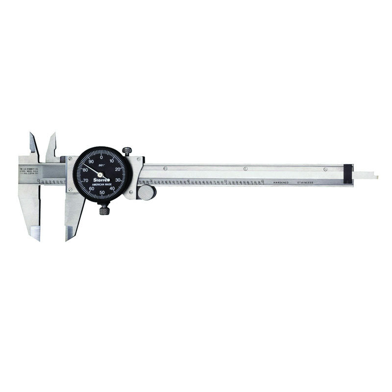 Starrett MV7064515 B120A-6 Dial Slide Caliper with Black Dial, Stainless Steel, 0-6" Range, .001" Graduations