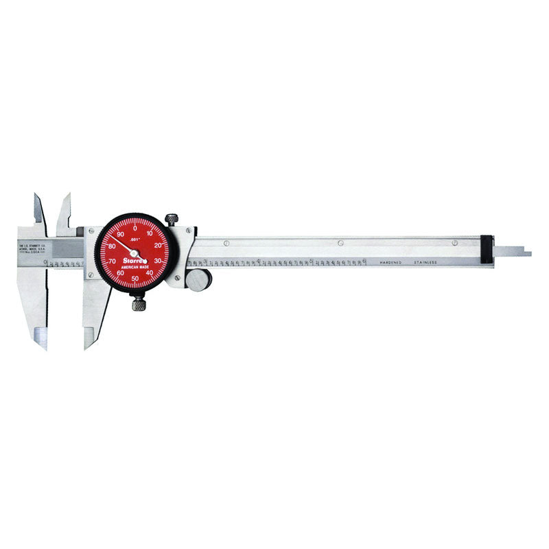 Starrett MV7064516 R120A-6 Dial Slide Caliper with Redk Dial, Stainless Steel, 0-6" Range, .001" Graduations