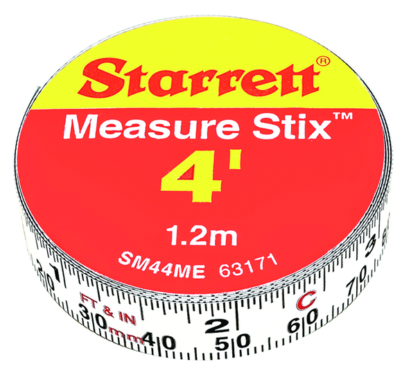 Starrett MV8063171 Model SM44ME-1/2" (13 mm) x 4 feet (1.2 m) - Adhesive Backed Steel Measuring Tape