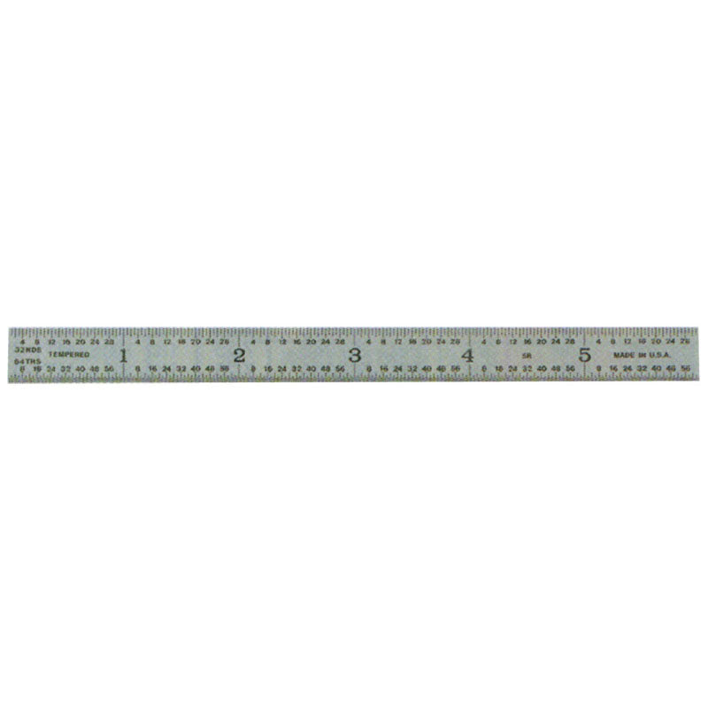 PEC Tools MZ80018401 Satin Chrome Finish Flexible Steel Rule - Model 401-018-18" Length-4R Graduation-3/4" Width