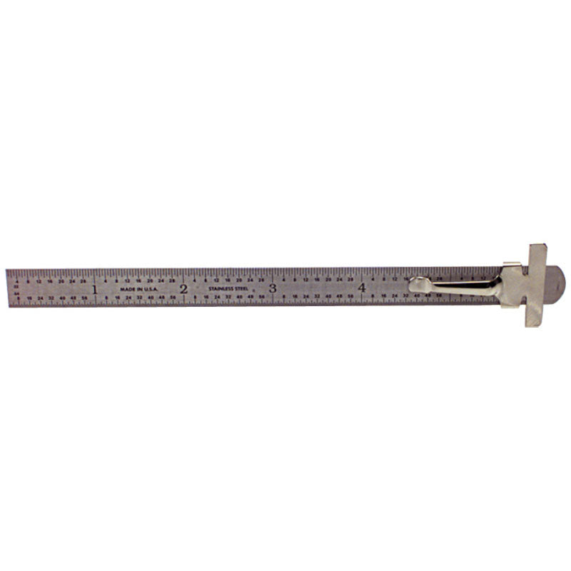 PEC Tools MZ807203SS6 Round End Rule - Model 7203-SS6-6" Length - mm and 64ths Graduation-15/32" Width