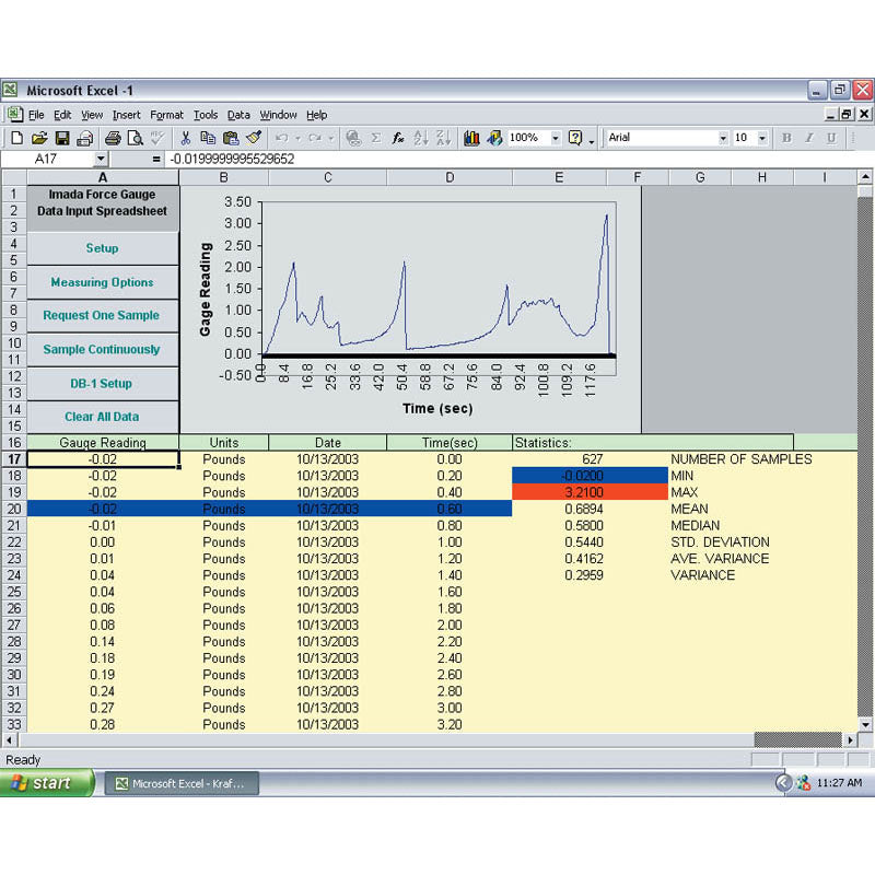 Imada NA43SW1 Model SW-1 Data Acquisition Software