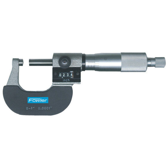 Fowler NA5552224001 0-1" Measuring Range-0.0001" Graduation - Ratchet Thimble - Carbide Face - Digital Outside Micrometer