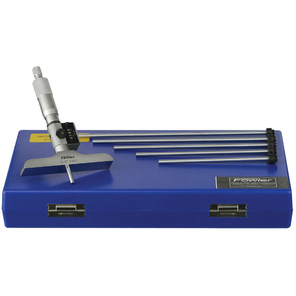 Fowler NA5552225226 0–6" Measuring Range - Ratchet Thimble - Digit Reading Depth Micrometer