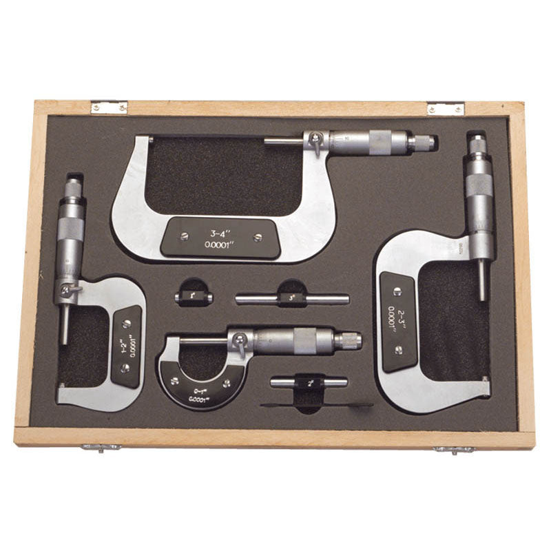 Procheck NB603CMSX 0-3" Measuring Range-0.001" Graduation - Ratchet Thimble - Carbide Face - Outside Micrometer Set