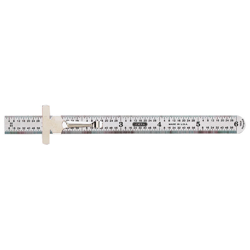 General NE50300ME 300ME Stainless Steel Flexible Rule 6" / 150 mm Length-1mm, 64ths/Metric Equivalency Graduation-15/32" Width