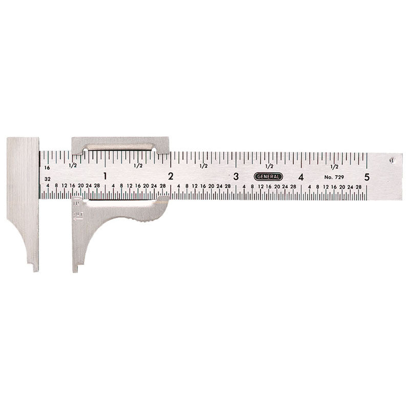 General NE50729 729 Slide Caliper - 0-4" Measuring Range - (16ths / 32nds Graduation)
