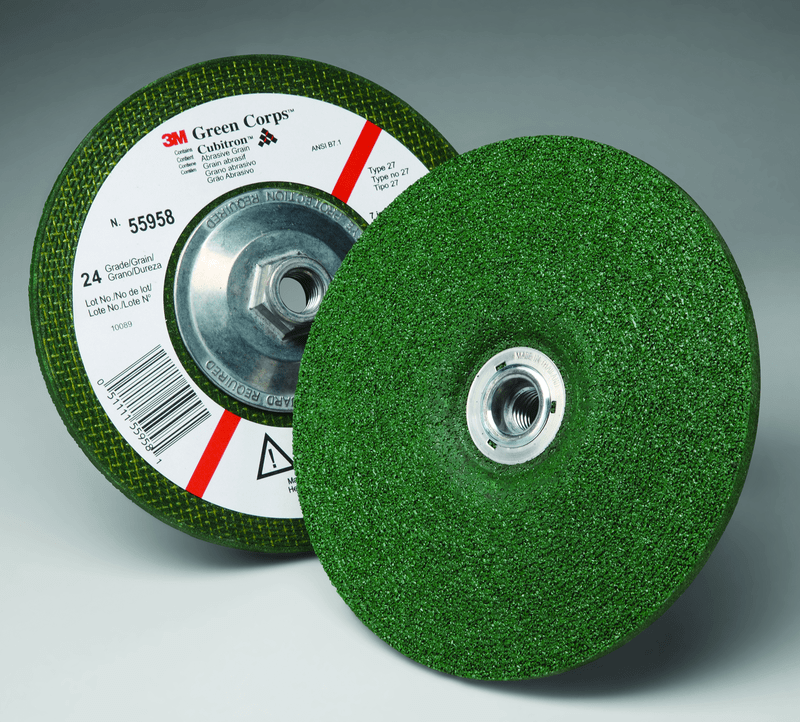 3M TM0155958 3M Green Corps Depressed Center Wheel 24 Grit 7" x 1/4" x 5/8-11