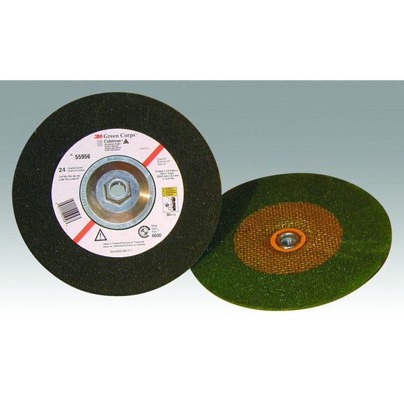 3M TM0155959 3M Green Corps Depressed Center Grinding Wheel T27 7" x 1/4" x 5/8-11 Internal 36 Grit