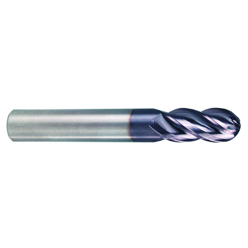 M A Ford DD1618034 1/8" Dia. x 1/8" Shank x 1/4" DOC x 1-1/2" OAL, Carbide AlTiN, 4 Flute, Ballnose End Mill