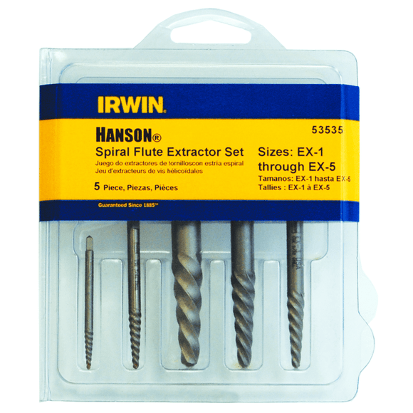 Irwin EW5152435 5 Pieces - Spiral Flute Screw Extractor Set