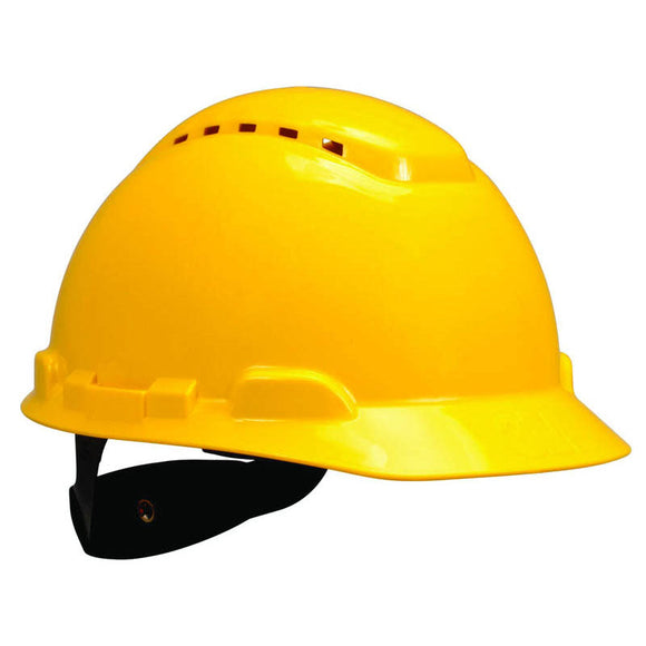 3M KB3565556 3M Hard Hat with Uvicator H-702V-UV Vented Yellow 4-Point Ratchet Suspension
