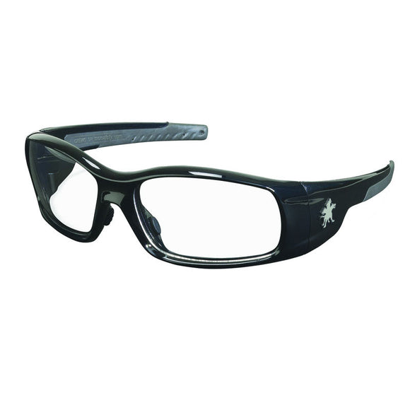 Crews KB85SR110 Safety Glasses - Polished Black Frame-Clear Lens - SR1 Style