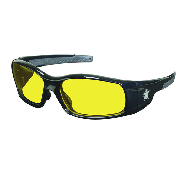 Crews KB85SR114 Safety Glasses - Black Frame-Amber Lens - SR1 Style