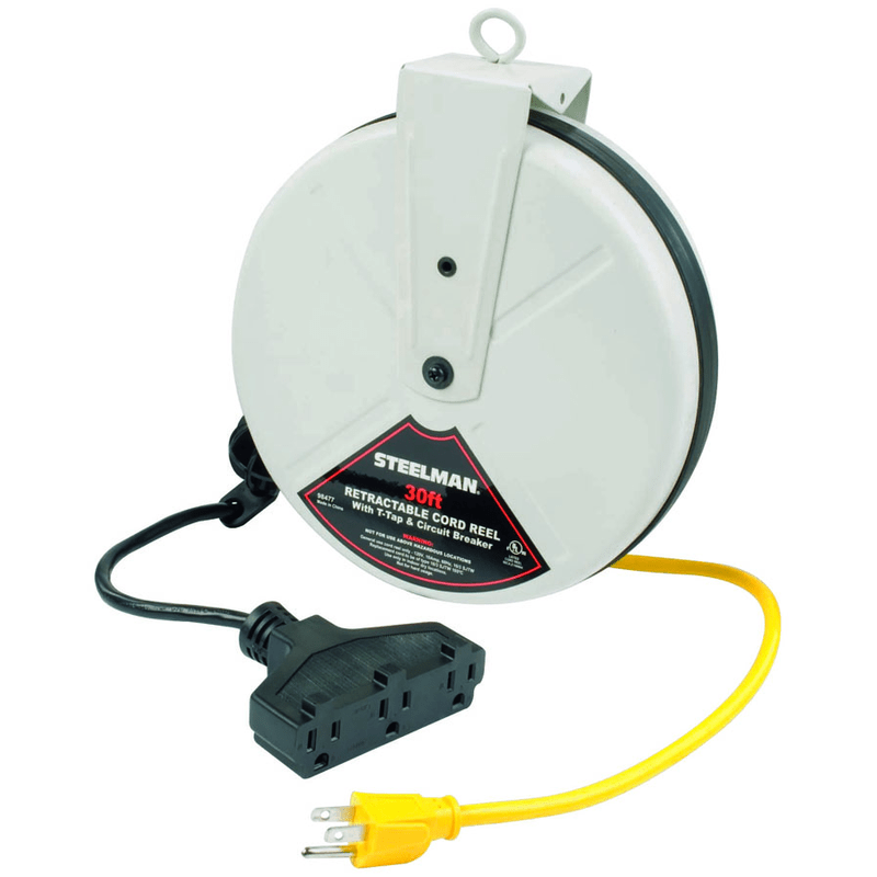Steelman KE5398477 30' Cord Reel - White 16/3 SJTW 10 AMP