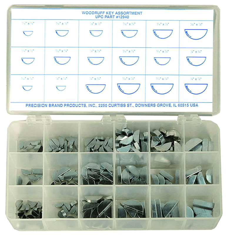 Precision Brand KL5512940 250 Pc. Woodruff Key Assortment