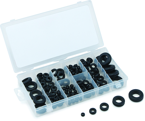 TEKZ KL5545214 125 Pc. Rubber Grommet Assortment - Contains: Rubber Grommets and rubber plugs