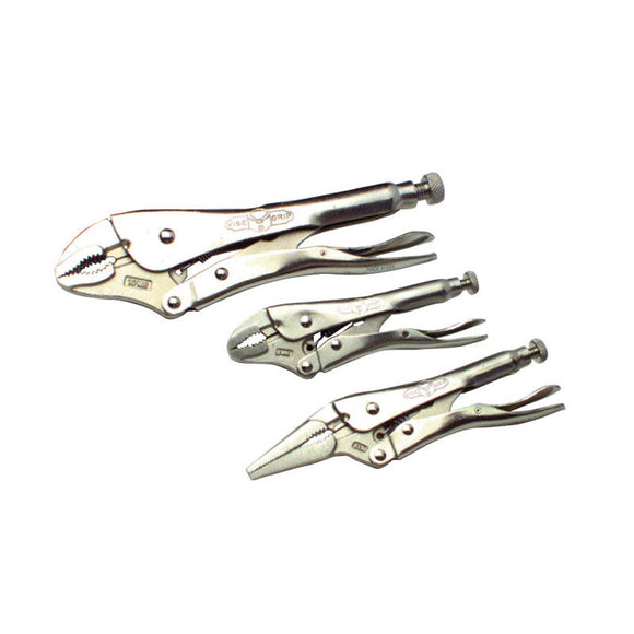 Irwin KX50321GS Vise-Grip Locking Plier Set - 3 Pieces Chrome Plated- Includes: 5", 10" Curved Jaw / 6" Long Nose