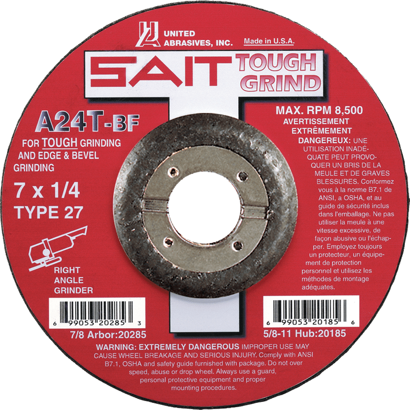 United Abrasives / Sait MG4120002 3" x 1/4" x 3/8" - Aluminum Oxide A24N - Depressed Center Wheel