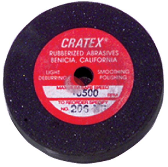 Cratex MG64158XF 1 1/2" x 1/2" x 1/4" - Resin Bonded Rubber Wheel (Extra Fine Grit)