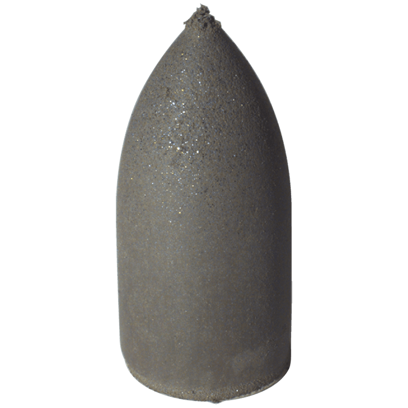Cratex MG644707M 1 3/4" x 7/8" x 1/4" - Bullet Resin Bonded Rubber Cone (Medium Grit)