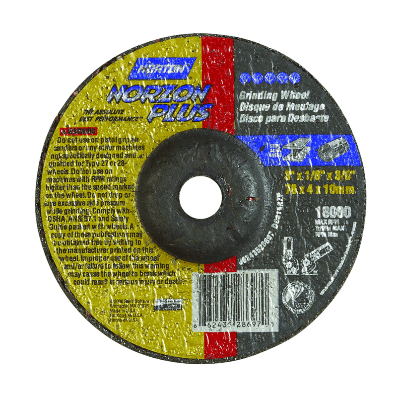 Norton Abrasives MH60030042178 3 x 1/4 x 3/8" - Ceramic / Zirconia Alumina Blend Norzon Plus - Depressed Center Wheel