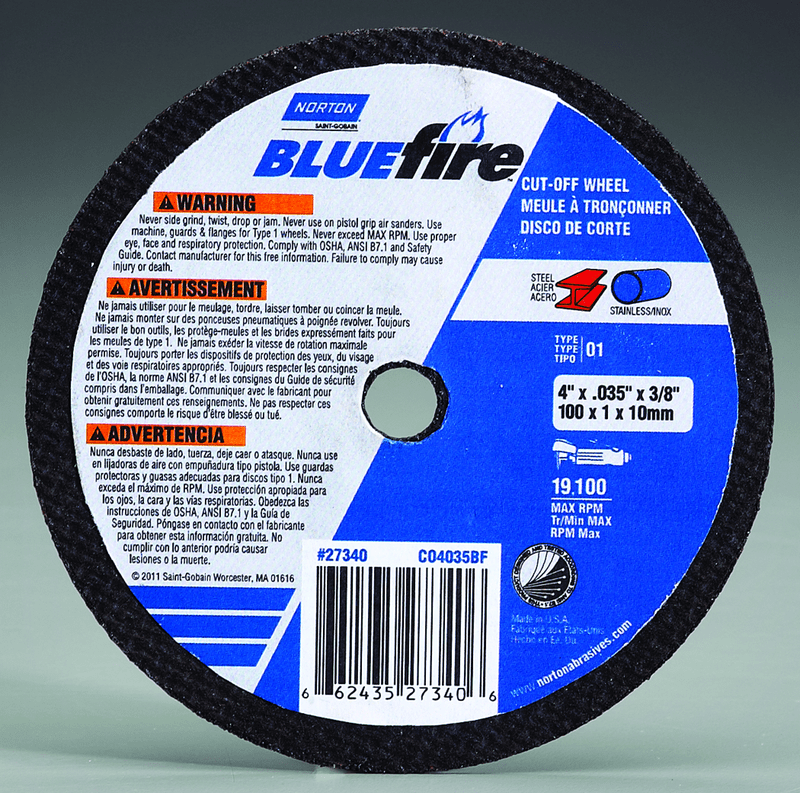 Norton Abrasives MH60050043215 5 x 1/8 x 5/8 - 11" BlueFire Grinding Wheel ZA 30 U Type 27