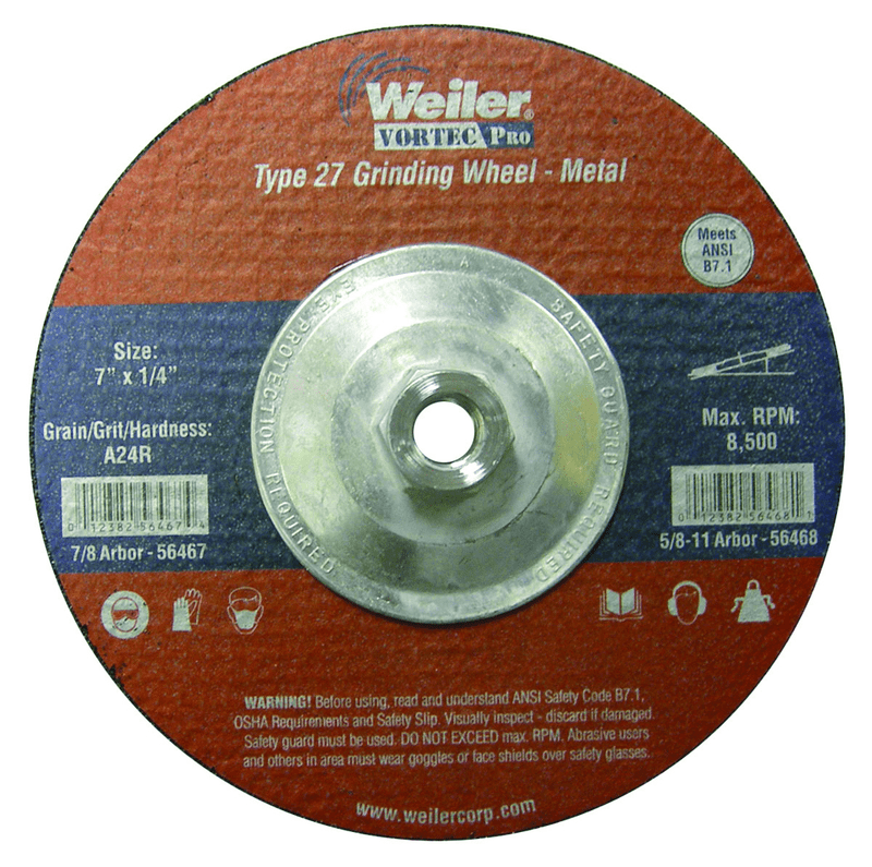 Weiler MK5156468 7X1/4 TYPE 27 GRINDING WHEEL A24R