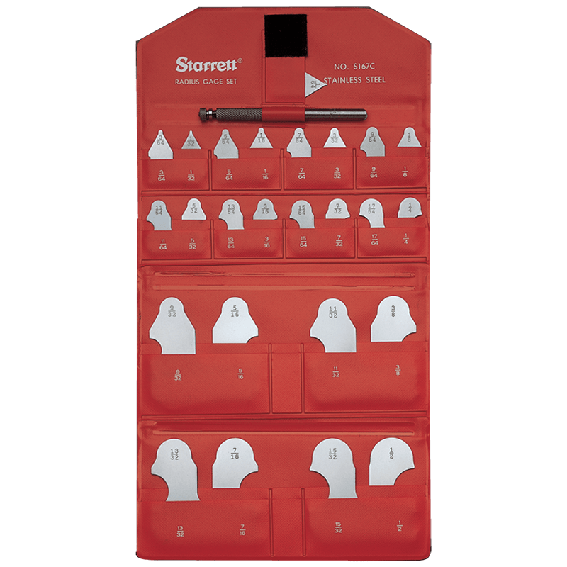 Starrett MV7055818 Model S167MAHZ–0.5 mm–7 mm–14 Pieces - Radius Gage Set
