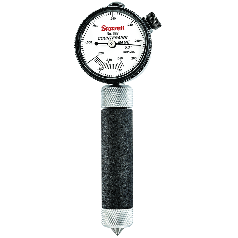 Starrett MV7063699 Starrett 687-2Z Inch Reading Dial Indicator Countersink Gage, .160-.360" Range, .002" Grad, 82 Degree Angle