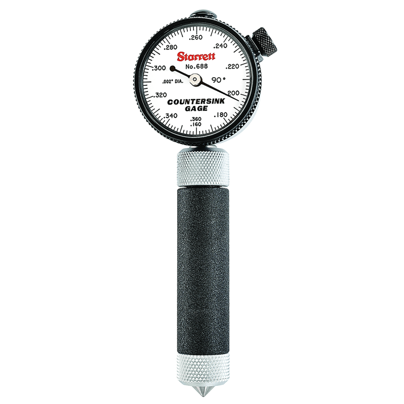 Starrett MV7063703 Starrett 688-2Z Inch Reading Dial Indicator Countersink Gage, .160-.360" Range, .002" Grad, 90 Degree Angle
