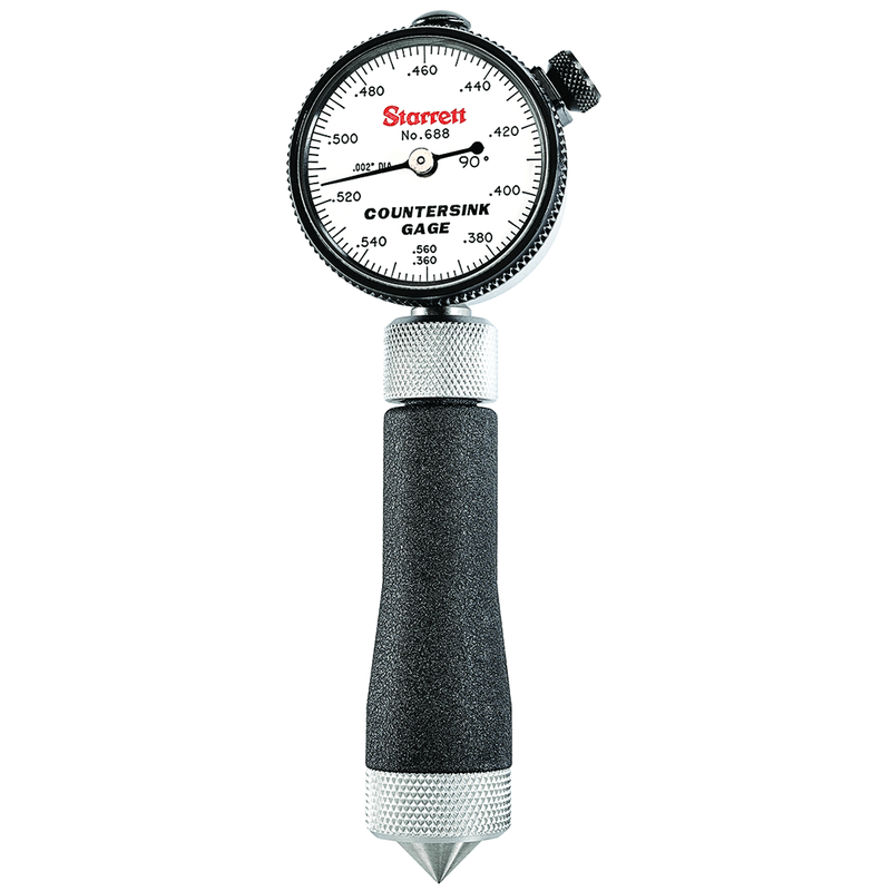 Starrett MV7063704 Starrett 688-3Z Inch Reading Dial Indicator Countersink Gage, .360-.560" Range, .002" Grad, 90 Degree Angle