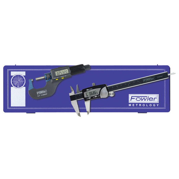 Fowler NA5554004850 Kit Contains: 0-6" Electronic Caliper, 0-1" Electronic Micrometer, Shop-Hardened Case - Basic Electronic Measuring Set