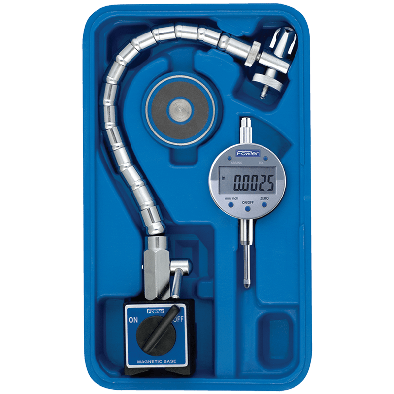 Fowler NA5554585075 Electronic Indicator with Fine Adjustment Mag Base - Set Contains: 1" Indicator w/Fine Adj Mag Base