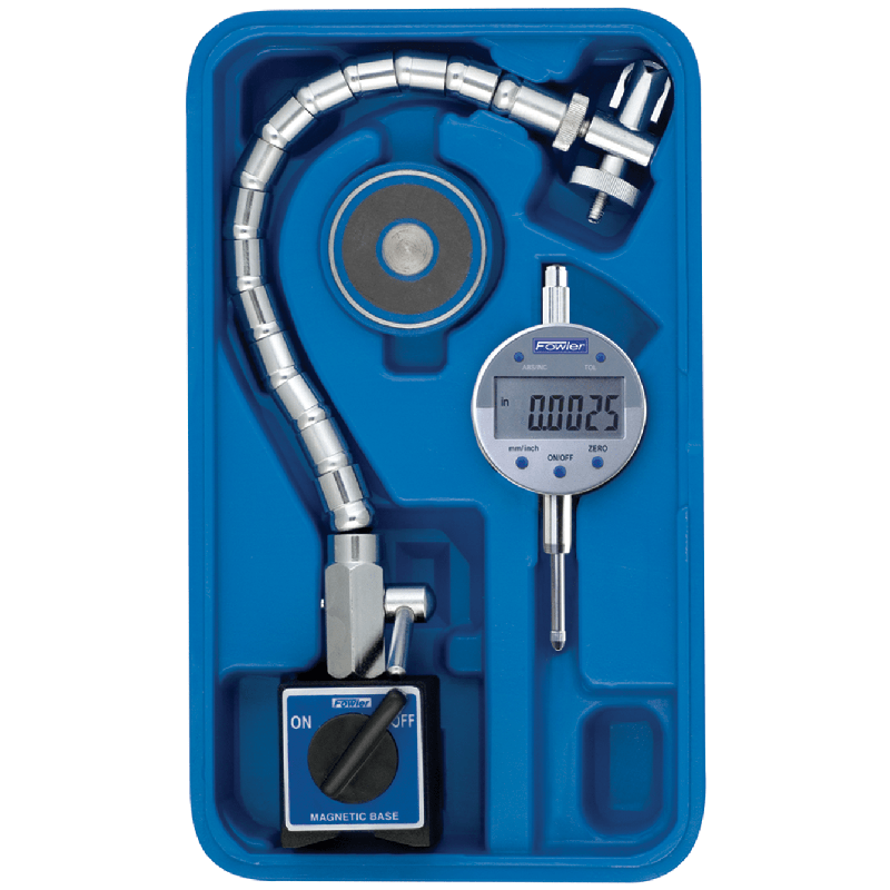 Fowler NA5554585100 Electronic Indicator with Flex Arm Mag Base - Set Contains: 1"/25 mm, 0.0005"/0.01 mm w/Flex Arm Mag Base