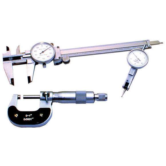 Procheck NB65TCM3 Kit Contains: 6" Dial Caliper, 0-1" Outside Micrometer, 0.0005" Test Indicator-3 Piece Machinist Set Up & Inspection Kit