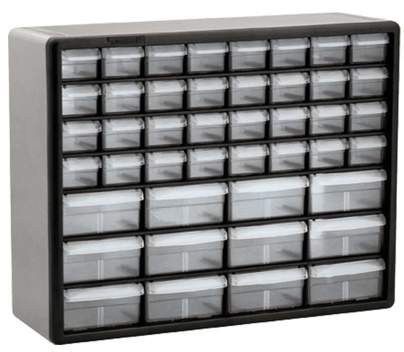 Akro-Mils SD5010144 15 13/16" x 6 3/8" x 20" (44 Compartments) - Plastic Modular Parts Cabinet