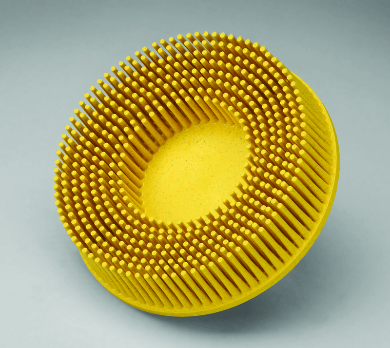 3M TM3118736 Scotch-Brite Roloc Bristle Disc RD-ZB 80 TR Yellow 3" x 5/8" Tapered