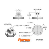 Raptor RWP-023 Aluminum 0.75" Dovetail FixtureBase: 4 holes & 4" dia. bolt circle