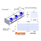 Raptor RWP-025 Aluminum 0.75" Mini Rail Dovetail Fixture with 1.5" Dovetail Base