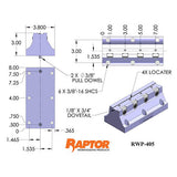 Raptor RWP-405 Aluminum 0.75" 8" Rail Dovetail Fixture