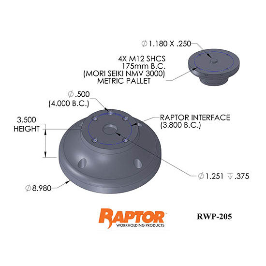 Raptor RWP-205 Riser - Mori NMV3000 – Freer Tool and Supply