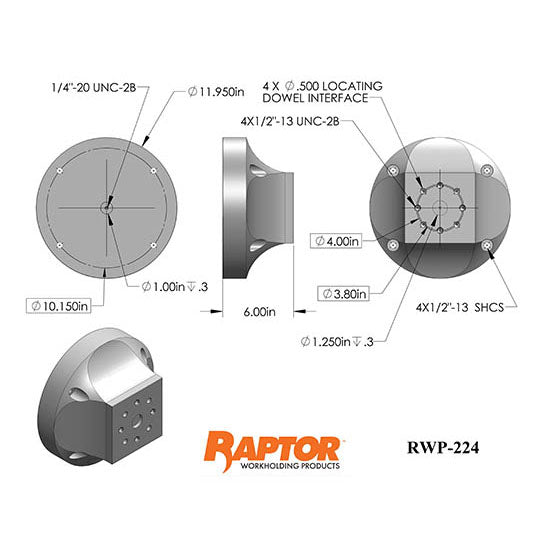 Raptor RWP-224 Aluminum Riser 11.950